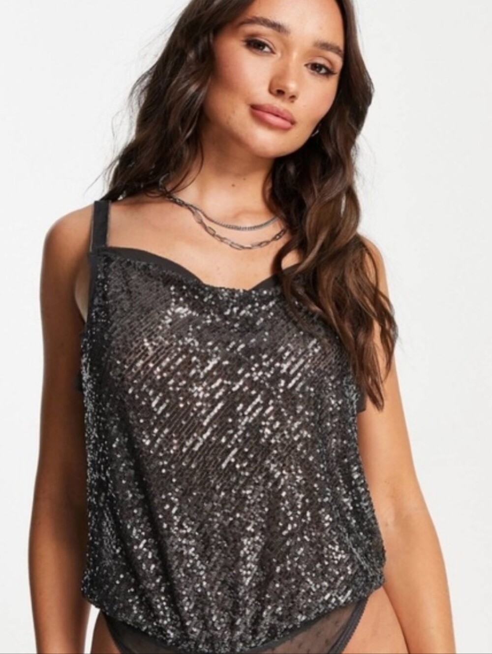 Free People Shimmer & Shine Sequin Bodysuit Size Large - Picture 6 of 16